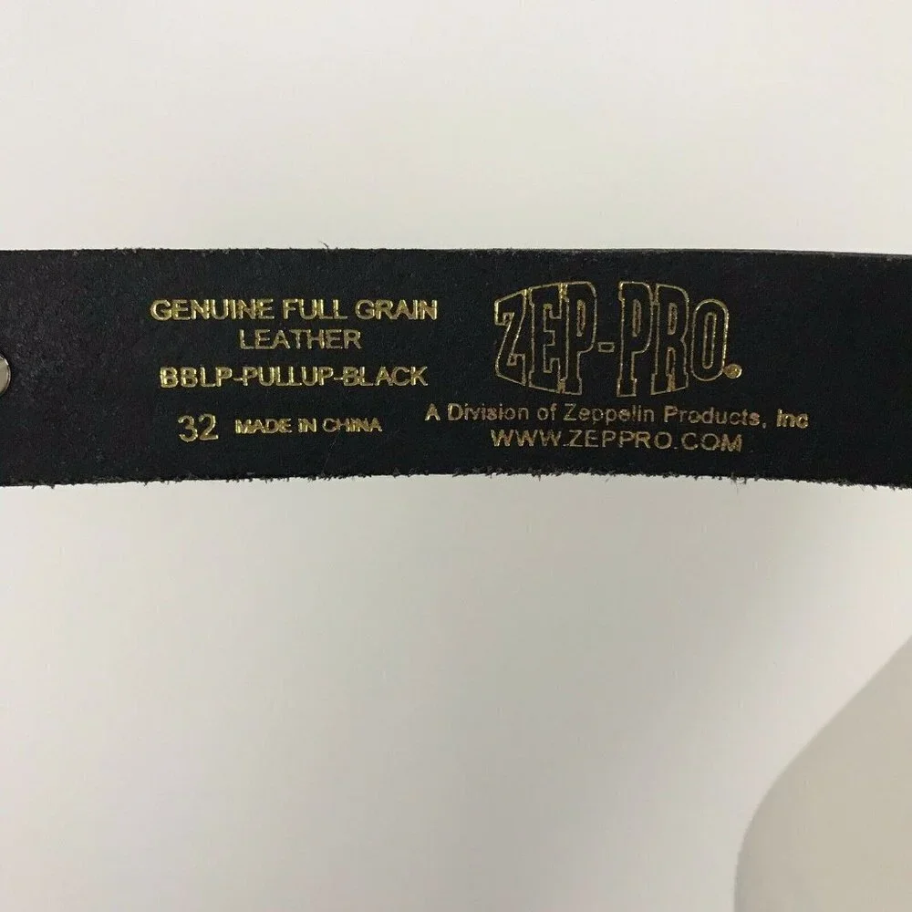 Zep-Pro Belt Womens Size 32 Georgia G‎ Silver Emblems Full Grain Leather